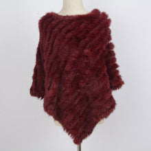 Load image into Gallery viewer, Women&#39;s Knitted Poncho with  Real Rabbit Fur