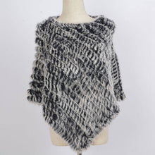 Load image into Gallery viewer, Women&#39;s Knitted Poncho with  Real Rabbit Fur