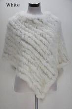 Load image into Gallery viewer, Women&#39;s Knitted Poncho with  Real Rabbit Fur