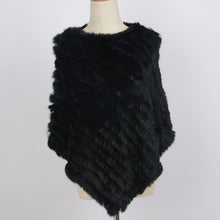 Load image into Gallery viewer, Women&#39;s Knitted Poncho with  Real Rabbit Fur