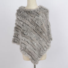 Load image into Gallery viewer, Women&#39;s Knitted Poncho with  Real Rabbit Fur