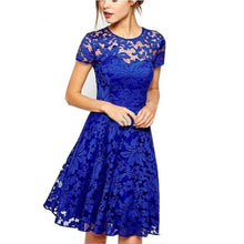 Load image into Gallery viewer, Women Elegant Sweet Hallow Out Short Sleeved Lace Dress