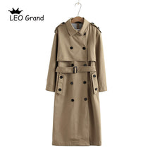 Load image into Gallery viewer, Women Vee Top Solid Color Double-Breasted Trench Coat