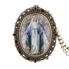 Load image into Gallery viewer, Bronze or Gold Virgin Mary Pattern Pocket Watch