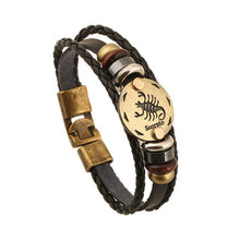 Load image into Gallery viewer, Unisex European-style 12 constellation signs leather braided bracelet