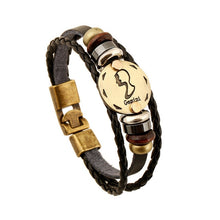 Load image into Gallery viewer, Unisex European-style 12 constellation signs leather braided bracelet