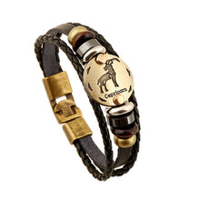 Load image into Gallery viewer, Unisex European-style 12 constellation signs leather braided bracelet