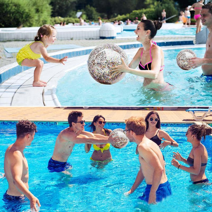 60cm Inflatable Glitter Confetti Beach Ball  Pool Toys Balls for Kids  Adult  Outdoor Summer Water Fun Toys Volleyball Football